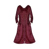 Schlafkleid Damen Langarm, Morgenmantel Damen Lang Elegant Schlafanzug Flanell Bademantel Rundhals Nachthemd Lose Nachtkleid Einfarbig Hausanzug Bequeme Sleepwear Warme Kuschelanzug Hausmantel