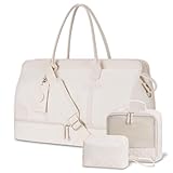 ETRONIK Weekender Reisetasche Damen, Große Reisetasche mit Schuhfach & Nass-Tasche, Weekender Bag Damen Tragetasche Sporttasche mit Kulturtasche, Tasche für Krankenhaus 4er Set (Beige)