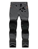 JustSun Skihose Herren Wanderhose Outdoorhose Softshellhose Trekkinghose Snowboardhose Winter Wasserdicht Winddicht Warm Gefüttert Grau XXL