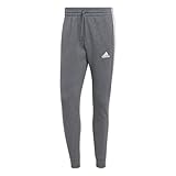 adidas Herren Essentials Fleece 3-Stripes Tapered Cuff Pants, dark grey heather, L