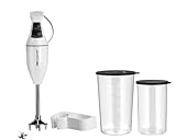 ESGE-Zauberstab Set M100 Design 901205,Weiß, Hand - Stabmixer, Pürierstab, inkl. Becher-Set 600ml & 400ml, elektrischer AC – Motor 2-stufig, Soft-Touch Membranschalter, ergonomischer Griff