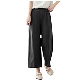 BIBOKAOKE Weite Hose Damen Sommer Wide Leg Pants Elegant Sommerhose High Waist Weites Bein Hose Leichte Freizeithose Mit Taschen Lounge Hose Locker Stoffhose Culotte Hose Baggy Business Hosen