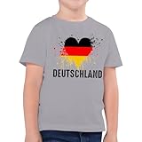 Deutschland Fanartikel EM Kinder T-shirt mit Deutschland Flagge Sommer Kurzarm T Shirt Rundhals Fanartikel Fussball Lässig Shirt Oberteile Freizeit Summer Tops Sportshirt Jungen Mädchen