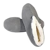 MaxW Winter Hausschuhe für Damen und Herren Plüsch Bettschuhe Weiche Warme Spanische Leder Hausschuhe Kuhfell Mokassins Graue 45