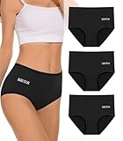 SUUFOR Periodenunterschwäsche Starke Blutung 60ML, Hohe Taille Hohe SaugfäHigkeit Perioden Unterwäsche, Atmungsaktiv Lecksicher Menstruationsunterwäsche MäDchen & Frauen (3er Pack) L