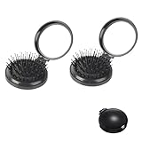 Pack of 2 MiNi Haarbürste,Haarbürste Klein,Reisebürste,Kreativ und Rragbar Kleine Haarbürste,Orbicular Reisehaarbürste,Flip-Top für Draußen MiNi Haarbürste,für Männer Frauen und Mädchen