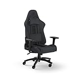 Corsair TC100 Relaxed-Gaming-Stuhl – Stoff – Vom Rennsport inspiriertes Design – Lendenkissen – Abnehmbares Nackenkissen aus Memory-Schaumstoff – Verstellbare Armlehnen – Grau und Schwarz