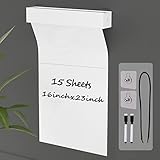 ZHIDIAN Whiteboard-Blätter, statisch, 16,5 x 23 cm, 15 Blatt, Whiteboard-Rolle mit Acryl-Box, wiederverwendbares Whiteboard-Papier, quadratisch, statisch haftend, trocken abwischbar, haftet auf jeder