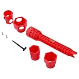 HEATSHAKING Multifunktionaler Sanitär Reparaturschlüssel 14 In 1 aus Robustem Stahl mit Rutschfestem Griff für Enge Stellen Wasserhahn und Waschbeckenmontage Inklusive Zubehör für Bad und