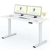 FlexiSpot Höhenverstellbarer Schreibtisch mit 2 Motoren & 25MM einteiliger Tischplatte,ergonomischer Bürotisch - 160 x 80 cm Weiß, weißes Gestell