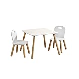 Kesper | Kinder-Sitzgarnitur mit Tisch und 2 Stühlen | Material: Faserplatte - Holz | robust und standfest | Farbe: Weiß