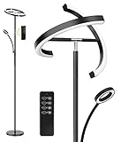 ANTENLICHT Stehlampe LED Dimmbar|Schwarz Stehleuchte 20W mit flexibler 7W Leselampe| Modern deckenfluter mit fernbedienung mit 4 Farbtemperatur für Wohnzimmer, Schlafzimmer, Büro, Hotel