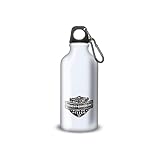 SUPER FABRIQUE Trinkflasche aus Aluminium – Edelstahl (Thermoskanne 24 Stunden), wiederverwendbar, 330 ml bis 750 ml, Hommage, kompatibel mit moto Harley Davidson (Aluminium, Karabiner S 400 ml)