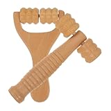Veemoon 2 Stück Holz Massagerollen Fuß und Gesichtsroller Handliches Massagegerät für Schulter Nacken und Fußentspannung Tragbar Glatte Oberfläche