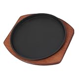 Mipcase Gusseisen Grillpfanne 19cm Rund mit Antihaftbeschichtung Herdplattengrill für Induktionskochfeld Tragbare Steakplatte für Grillen zu Hause und Outdoor