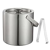 LVUNZJCA Eiskübel Eisklammer Set Edelstahl -Eisbehälter Doppelmauerte Eiseimer Behälter für Hausbar, Partys