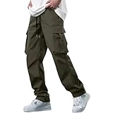Cargohose Herren Einfarbig Jogginghose Männer Elastischem Bund Taktische Hose Atmungsaktiv Wanderhose Combat Wanderhose mit Mehrere Taschen Chino Hose Regular Fit Freizeithose Lang