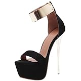 GLEAVI Modische Damen Sommersandalen mit Dünnem Absatz Schwarzes Strapazierfähiges Material Rutschfeste Sohle Kühlende Sandalen für Sommer und Strand Größe 37