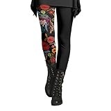 liangp - und Winter-Leggings für Damen mit künstlerischem Spritzdruck, weiche, Dehnbare Hose Tasche 4 Klasse (Black, XL)