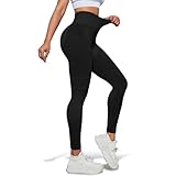 Bafiwu Anti Cellulite Leggings Sport Leggings Damen Lange Blickdicht Kompressions Yoga Leggings Booty Lifting Shaping Hohe Taille Fitness Sporthose (L, Schwarz)