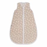 emma & noah Baby Schlafsack 0.5 TOG, Musselin Schlafsack für den Sommer, 100% Bio-Baumwolle, OEKO-TEX Zertifiziert, Atmungsaktiv und Leicht, Strampelsack für Neugeborene (Floral Sand, 100 cm)