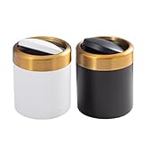 Generisch Mülleimer Mit Deckel | Edelstahl-Schreibtischmülleimer | Schwarzer Mini-Abfalleimer Für Bad, Büro Oder Schminktisch – Modernes Kompaktes Design Für Zuhause