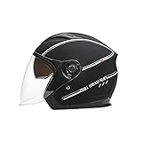 LIONCIANO Motorradhelm mit Doppelvisier, Jethelm Jet-Helm Roller-Helm Scooter-Helm Moped Mofa-Helm Chopper Retro Vespa Vintage Jethelme(Matt-Schwarz)