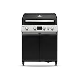 BURNHARD® GRANT Base Gasgrill – 4-Brenner Modulargrill mit Gusseisen-Rosten & Türen – Edelstahl & Alu-Druckguss – Infrarot Heckbrenner – LED Display – 17,7 kW – erweiterbar – BBQ Grill