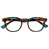 OPULIZE Ava Lesebrille Schmeichelhaft Abgerundet Rahmen Federscharniere Kratzfest Braun Schildpatt Türkis Herren Damen R62-Q +2.50