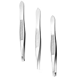 3er Set Wimpern Profi-Pinzette Edelstahl Chirurgisch - Präzisionspinzette für Augenbrauen/Haarentfernung, CE-zertifizierte Splitterpinzette mit Anti-Rutsch-Griff,(Spitz/Schräg/Flach),Tweezerman-Set