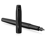 Parker IM Füller | Mattschwarz mit schwarzen Zierteilen | Füllfederhalter mit mittlerer Feder und blauer Tinte | Geschenkbox