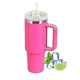 40oz 1180ml Thermobecher mit Strohhalm und Henkel, Kaffeebecher To Go mit Deckel Autobecher Trinkbecher für Kalte und Heiße Getränke Doppelwandiger Edelstahl Vakuum Isolierbecher Travel Camp Tumbler