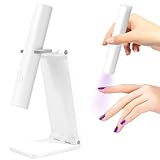 soodyoow 3W UV Lampe für Gelnägel, 2 in 1 UV Lampe Nägel, Tragbare Nagel UV Lampes, 20s/60s Timing-Modi, Wiederaufladbar Nagellampe mit Ständer, für Anfänger, Salon, Heimwerker (Weiß)
