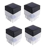 QOXEZY Solar LED Pfostenleuchten für Garten, Terrasse und Weg, 4 Stück Außenwandbeleuchtung mit weißem und warmem Licht, wasserdichte ABS-Konstruktion