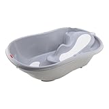 baby-walz Badewanne Deluxe grey - ergonomisch geformt - Anti-Rutsch-Sitzfläche - mit Temperatur und Wasserstandanzeige - ab Geburt geeignet - Made in Italy