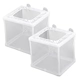 2 Stück Aufzuchtbecken Aquarium, Aquarium Fische Brutkasten Aquarium Isolation Netz Ablaichkasten Fischzuchtkasten mit Saugnapf Laichkasten für Aquarium Baby Fisch, 16x14x15 cm