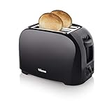 Tristar BR-1025 Toaster - 6 einstellbare Bräunungsstufen mit Brötchenaufsatz - herausnehmbares Krümmelfach, Schwarz