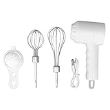 Kabelloser elektrischer Hand mixer USB-Aufladegerät Hands chläger Elektrischer Milch auf schäumer mit 2 Rührst stäben für Zuhause (Weiß)