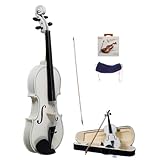 Bonnlo Violinenset in 4/4-Größe für Anfänger/Erwachsene/Kinder, Geige mit Etui, Bogensehne, Gefederte Schulterstütze, Kolophonium, Weiß