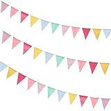 Wimpelkette Outdoor, 3 Stück 36 Flaggen Vintage Garden Wetterfest Regenbogen Girlande Deko für Hochzeit Geburtstag Party Zuhause Festival Dekoration