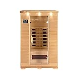 Home Deluxe – Infrarotkabine REDSUN M – 120 x 105 x 190 cm - für 2 Personen, 5 Keramikstrahler – Holz: Hemlocktanne I Infrarotsauna, Sauna, Wärmekabine, Infrarot