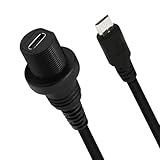 RGYBAO USB 3.1 USB-C-Buchse auf 5-poligen Stecker, 90° rechtwinklig, Armaturenbrett-Befestigungskabel für Auto, LKW, Boote, Motorrad, Armaturenbrett, 30 cm