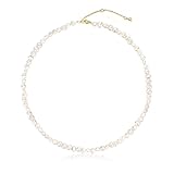 KVLmoze Perlen Choker 36 cm Perlenkette 5 mm handverlesene Perlen zierliche kleine Halskette Frauen