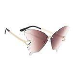 Damen Sonnenbrille Rahmenlos Schmetterlingsstil - Oversize Uv400 Sonnenbrille in Gold | Modische Butterfly Shades Für Sommer Urlaub & Festival | Elegante Ac Sonnenbrillee Mit Metallrahmen