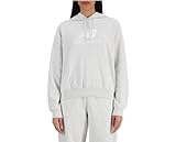 New Balance Sport Essentials French Terry Logo Hoodie, Gazata Oversized Sweatshirt mit Kapuze für Damen, Grau, S