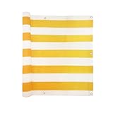 jarolift Balkonbespannung Basic, Balkon Sichtschutz Windschutz Sonnenschutz Balkon-Verkleidung, Atmungsaktiv, 300 x 90cm (16 Ösen) Gelb - Weiß