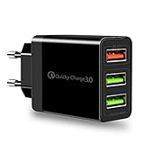 USB ladegerät netzteil stecker schnellladegerät Adapter,3Ports ladegerät mehrfach Mobile Phone Mains Chargers QC 3.0 High-Speed ladeadapter für Phone (3USB)