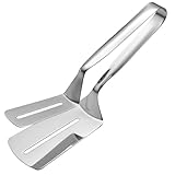 Grillspatel, Zange, 25, 4 cm, Edelstahl, ausgehöhlt, Verbrühungsschutz, Klemmspatel zum Umdrehen von Steak, Fisch, Grillen, Braten, Pfannkuchen, Pizza, Küchenwerkzeug