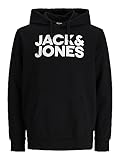 JACK & JONES Herren Hoodie Kapuzensweatshirt JJ Ecorp Logo Sweat Hood, Farbe:Schwarz, Artikel:- Black, Größe:M