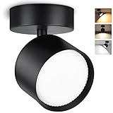 GeyouLux LED Aufbauspot Schwenkbar 350°+90° Deckenspot Schwarz LED, inkl. 7W 800LM GX53 LED Leuchtmittel, 3000K/4500K/6500K Aufbauleuchte Aufputz Spots Aufbaustrahler Rund 1 Stück